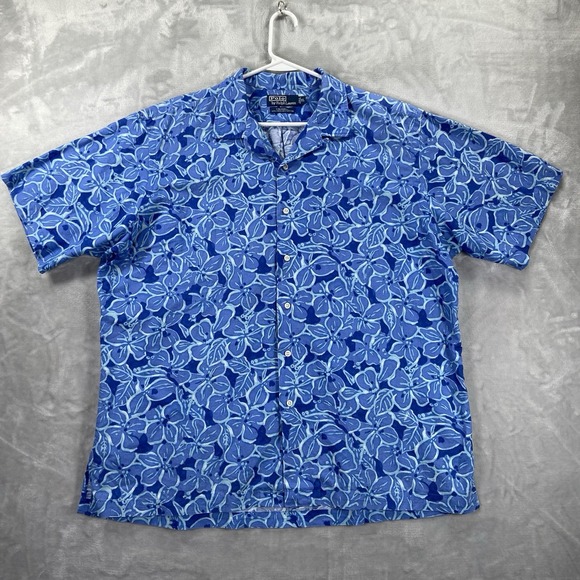 Polo Ralph Lauren Other - Polo Ralph Lauren Shirt men's XL Button Up Caldwell Floral Linen Loop Collar VTG